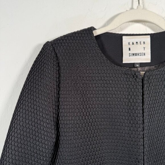 Karen By Simonsen 2 Black Long Sleeve Full Zip Textured Lined Drew Jacket - Picture 3 of 11